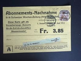 CH  Nachnahme Schw. Wochenzeitung  1914  (V962)