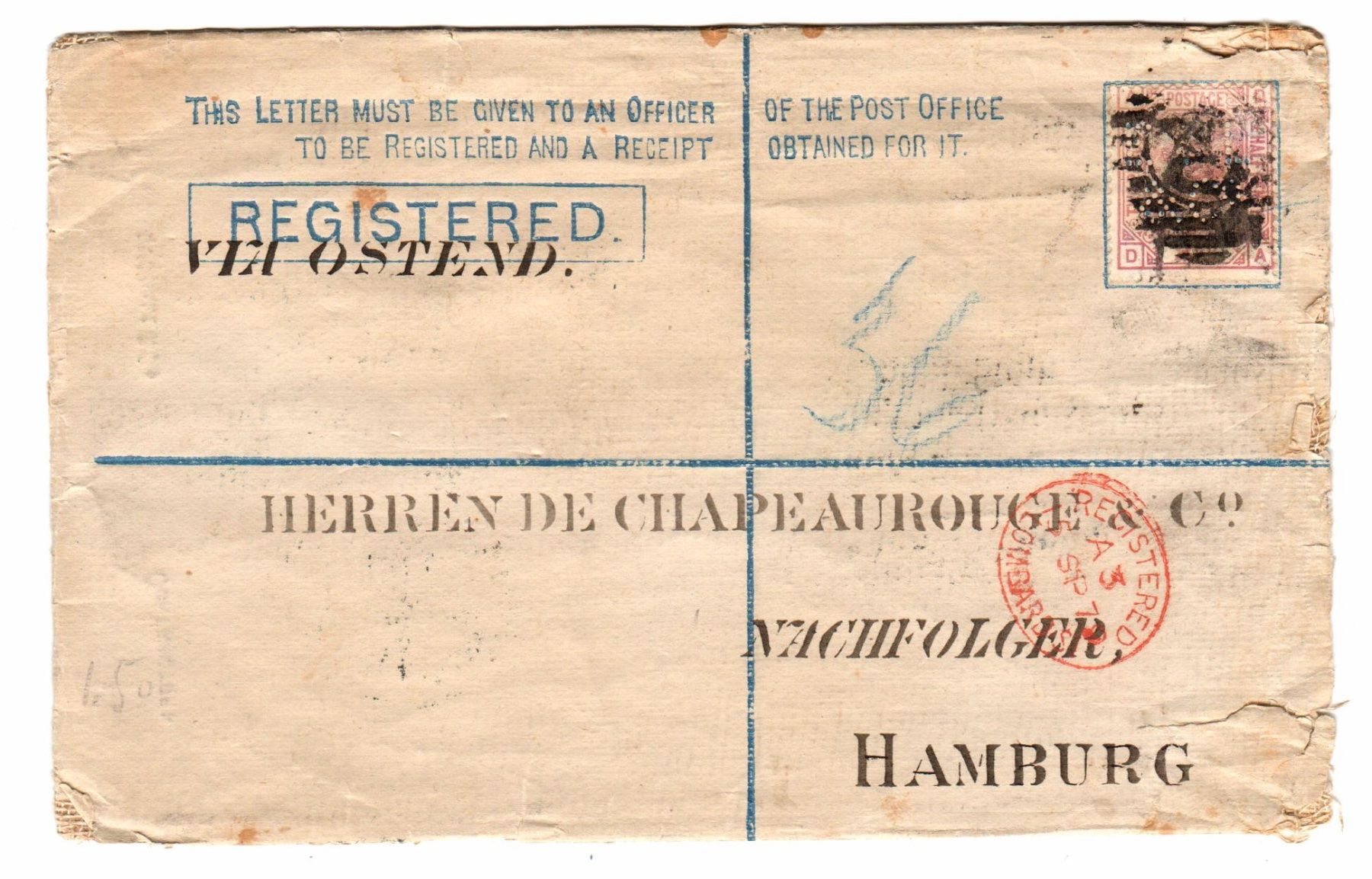 Tutti i francobolli: Great Britain - 1879 - Registration Letter 2d + 2 1/2d – Usato da Chavornay venduto da 4dphila