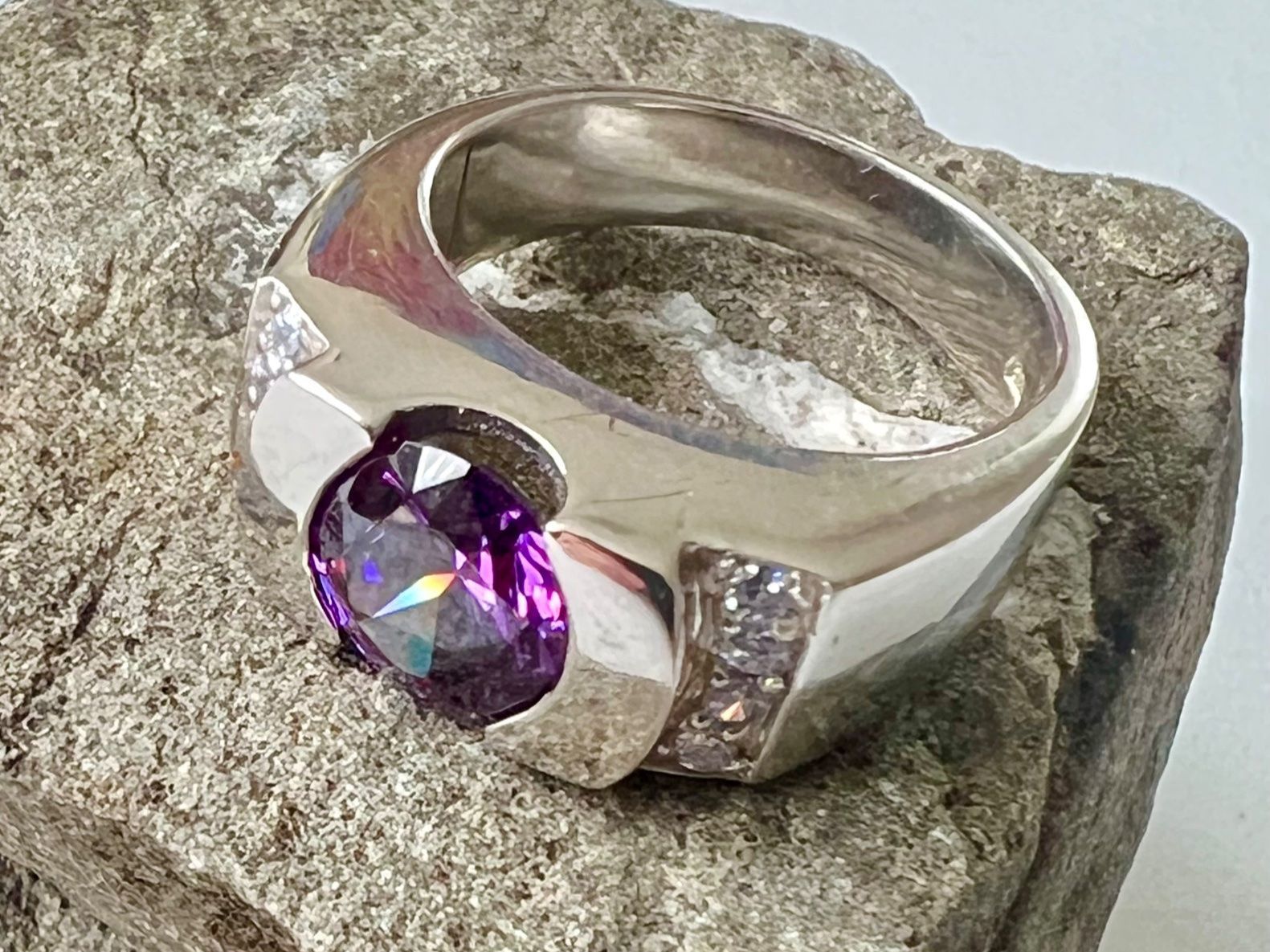 Bagues: Statementring Silber 925 mit grossem Ametrin und Zirkonia – D'occasion à Ruswil par artbyhand