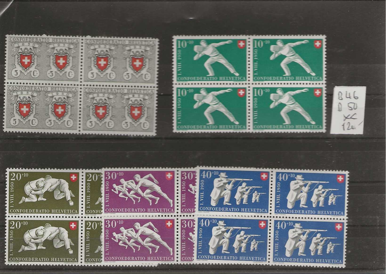 Tutti i francobolli: timbre Pro Patria 1950 B46 à B50 ** – Nuovo (secondo la descrizione) da Sorvilier venduto da carose01