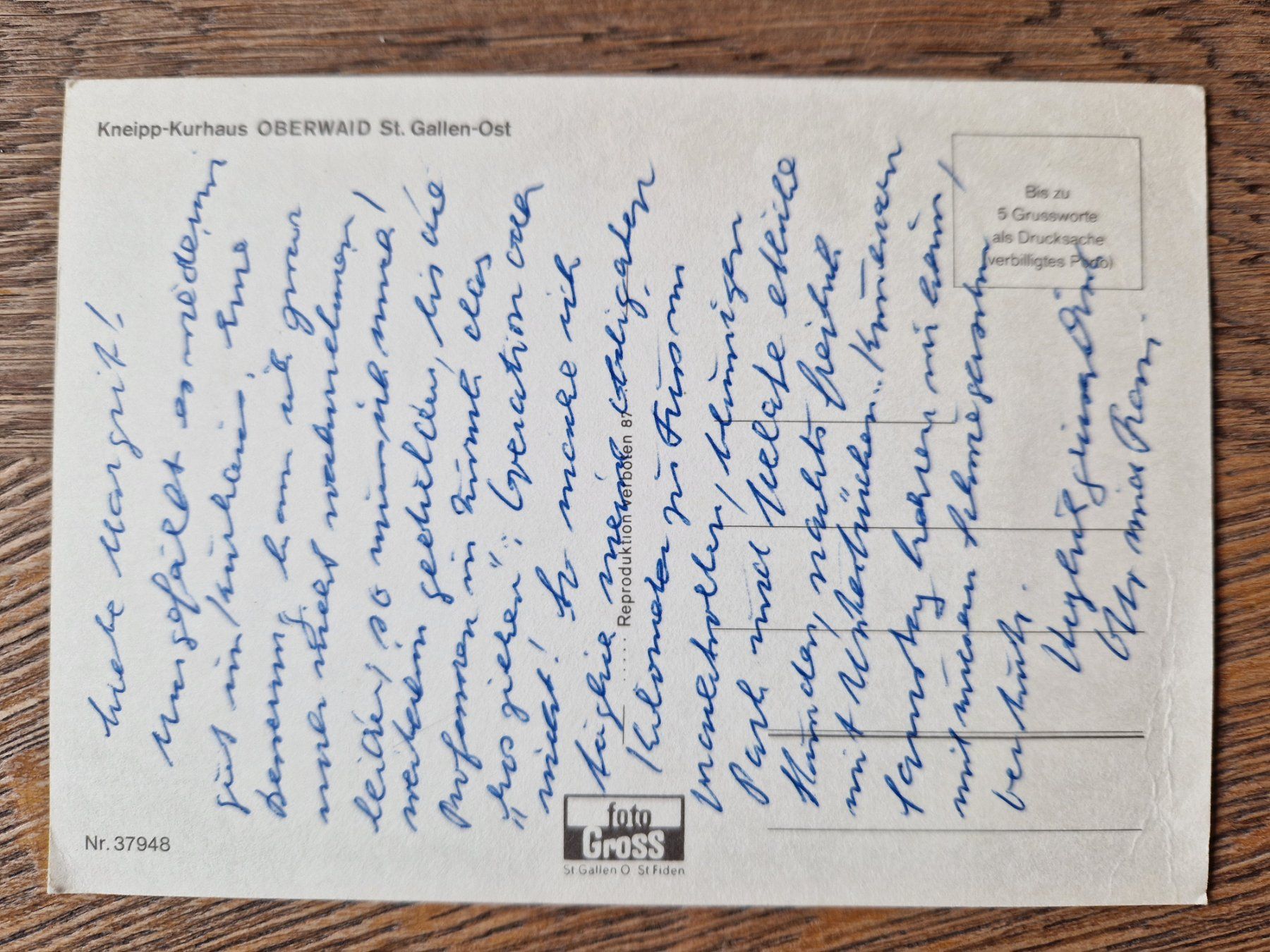 Cartoline postali: Kneipp-Kurhaus Oberwaid alt – Usato da Melchnau venduto da Fishel 1