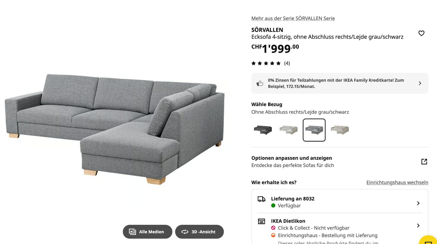 Ikea Divani: SÖRVALLEN Ecksofa 4-sitzig – Usato da Zürich venduto da gal_98c9 1
