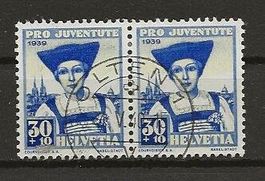 1939 JUVENTUE 30 Rp. im Paar BASEL-STADT., gestempelt