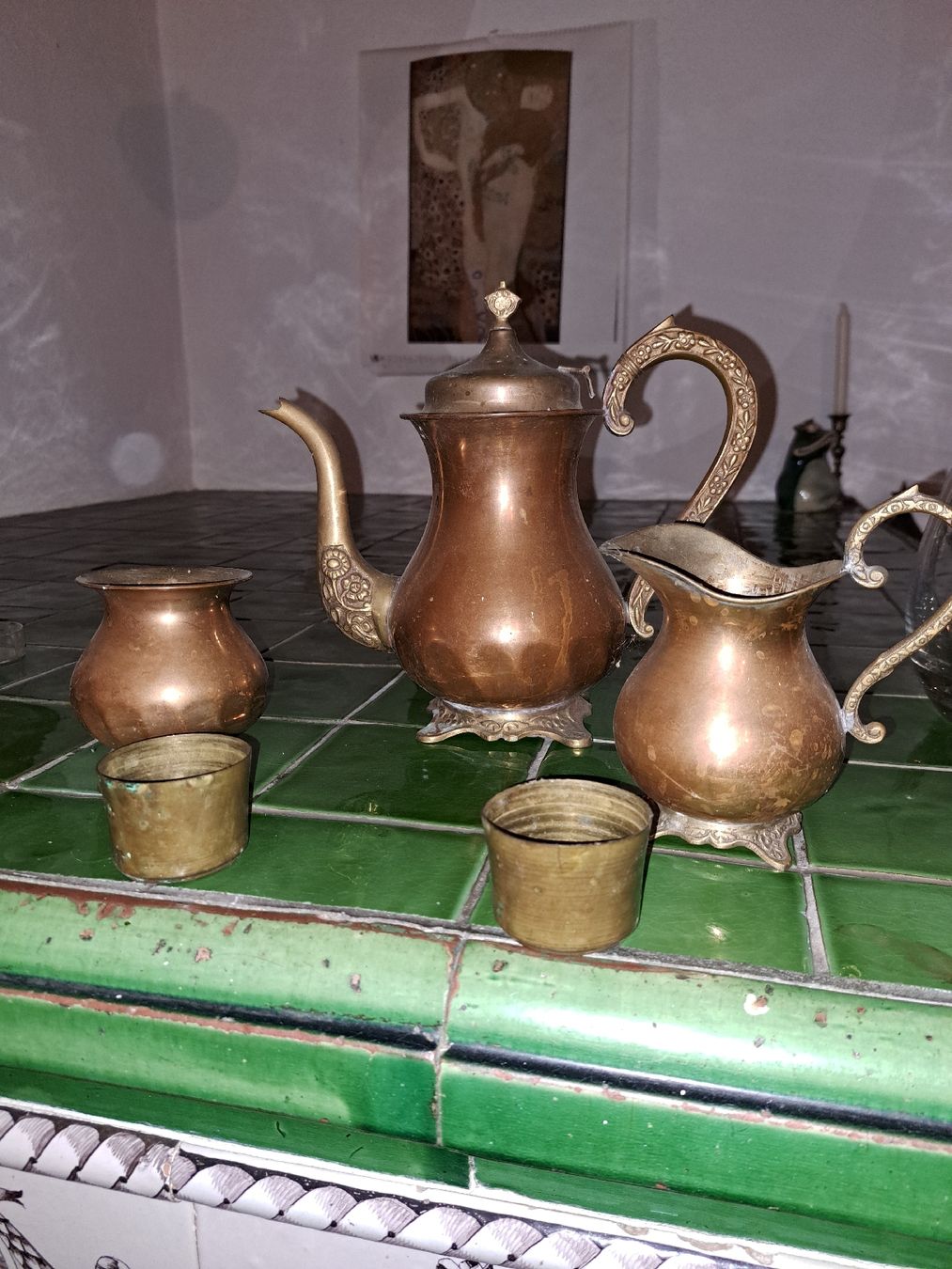 Set di piatti: Antikes Kaffeeservice aus Kupfer, 5-teilig, – Usato da Kölliken venduto da Upcycling-by-Mc-TAM