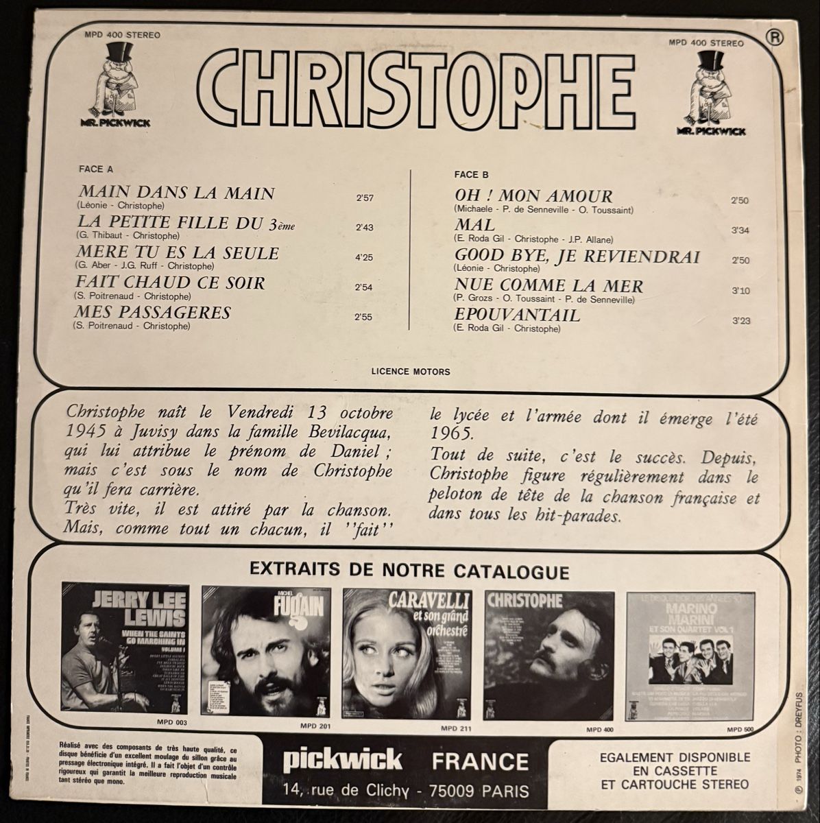 Schallplatten: Christophe - Vinyl LP - Selten - Schallplatte – Gebraucht aus Goldach von Messerguru 3