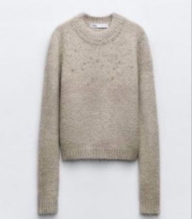 Zara Knit Pullover mit Schmucksteinen