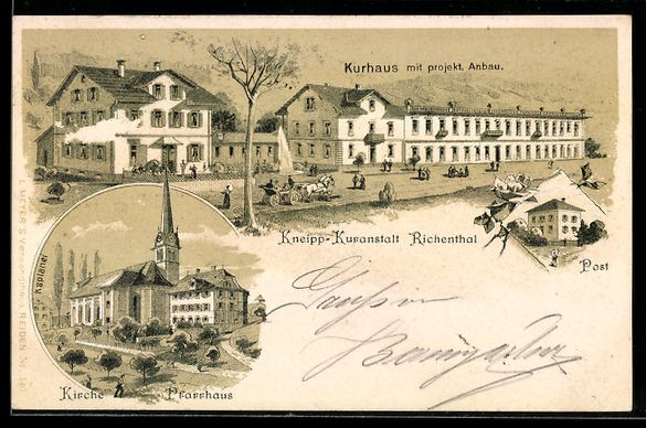 Ansichtskarten: Litho Richenthal, Kurhaus mit projekt. A – Gebraucht aus Berlin von bartko-reher