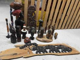 Set di statuine d'epoca in legno, varie figure
