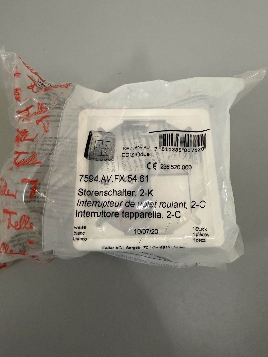 Feller Componenti elettronici: Storenschalter 2K doppelt  – Nuovo e nell'imballaggio originale da Zürich venduto da papaplatte