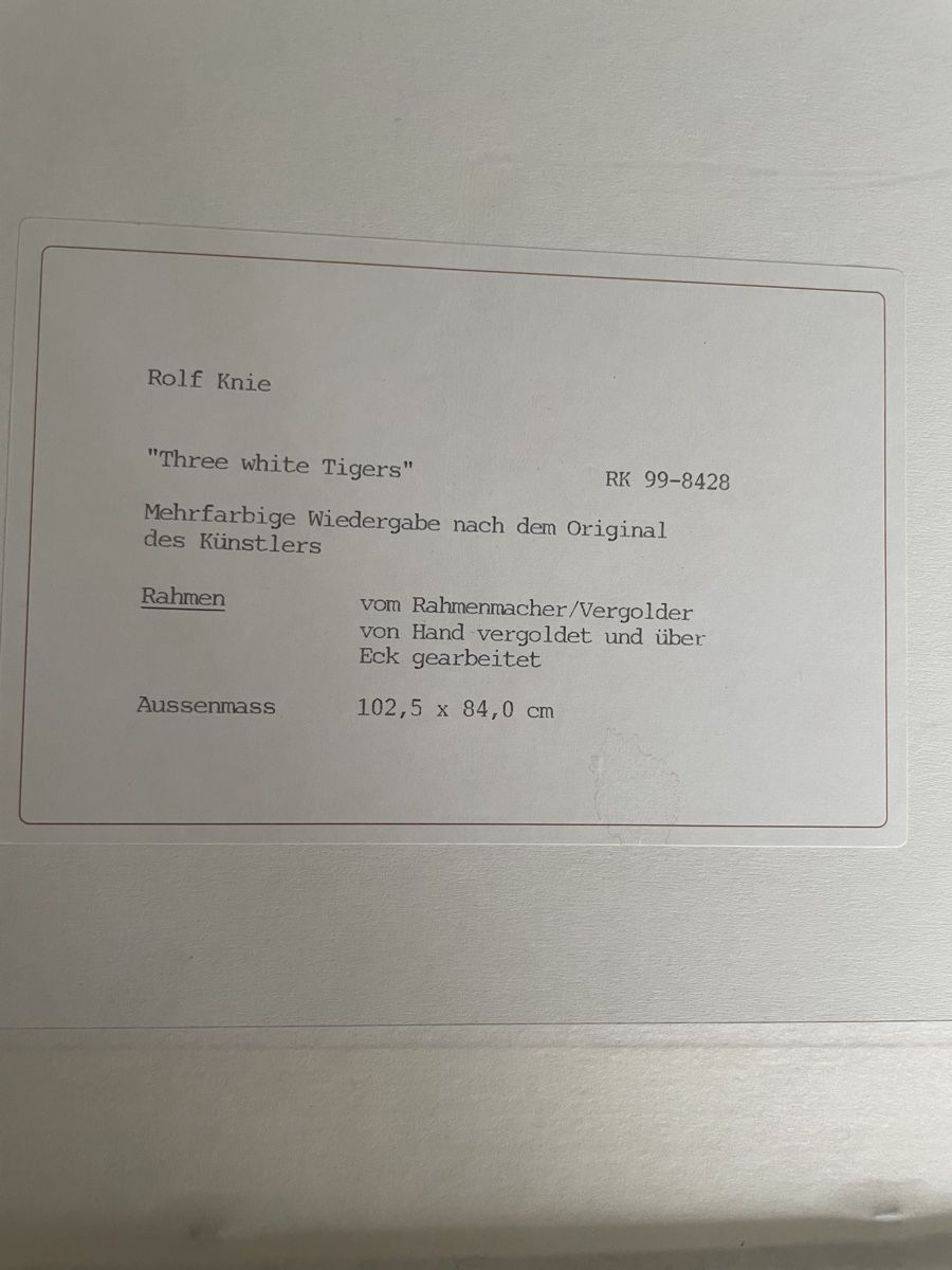 Poster & Bilder: Knie Three White Tigers Vergoldeter Bilderrahmen – Gebraucht aus Dübendorf von Magnum22inch 3