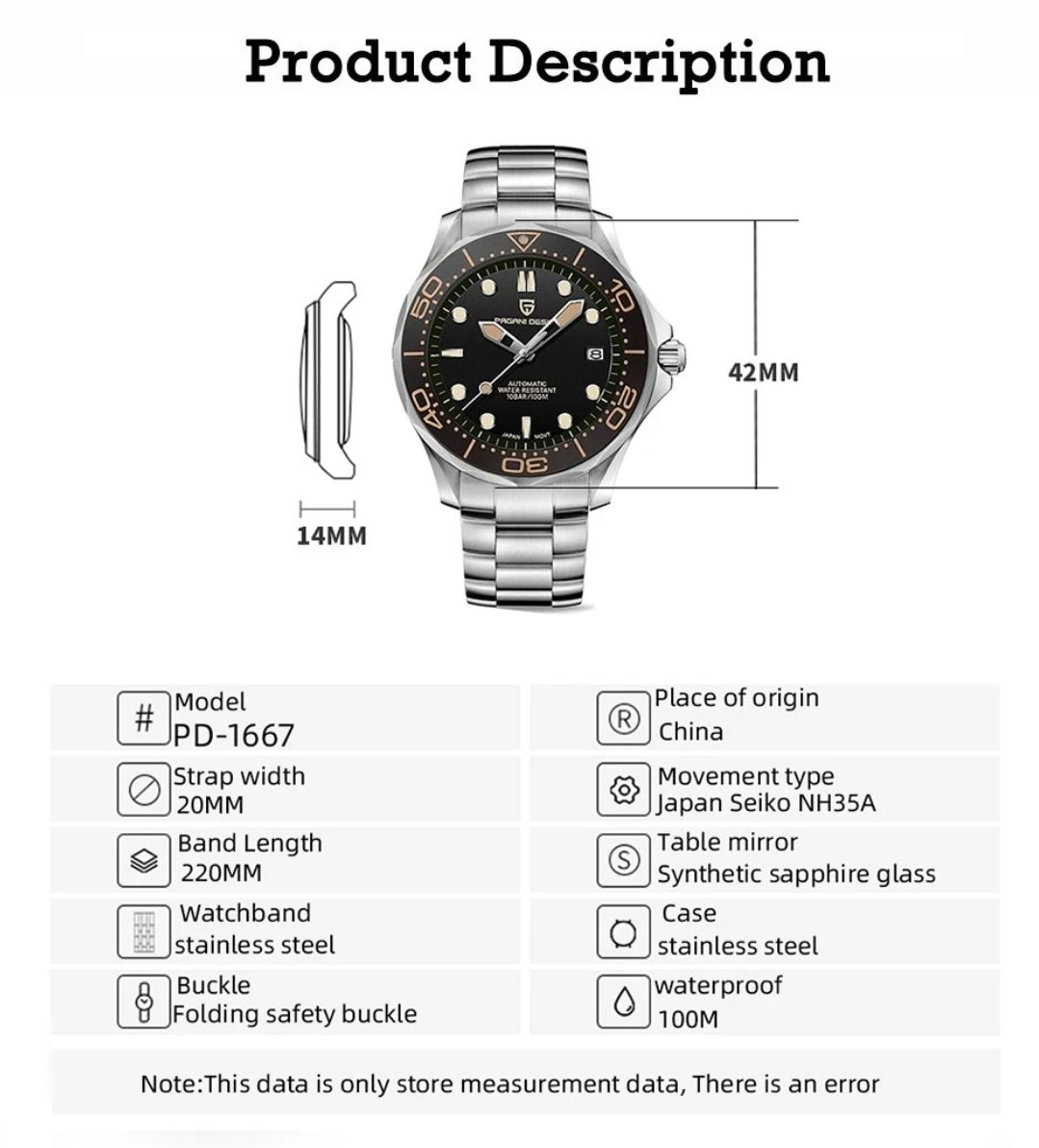 Pagani Design Orologi: Pagani Design Herrenuhr  Automatik – Nuovo e nell'imballaggio originale da Suhr venduto da sjay.Cv 1