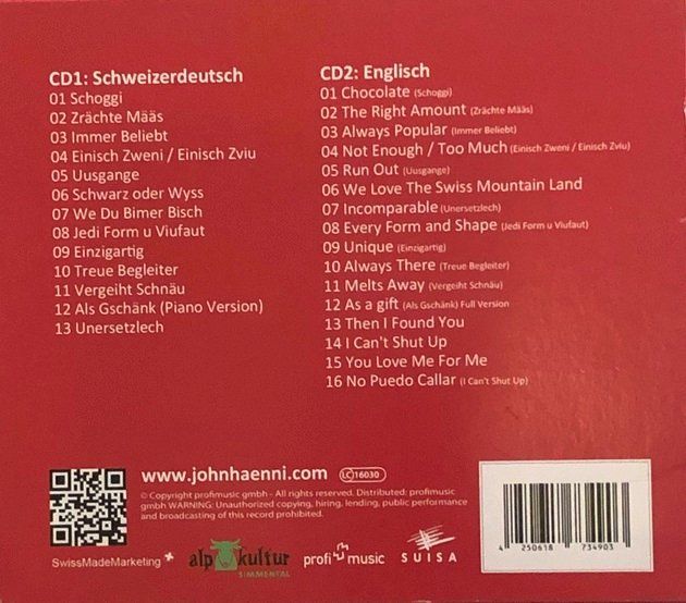 CDs: John Hänni - Chocolate (2 CDs) – Gebraucht aus Grüningen von azulgris 1