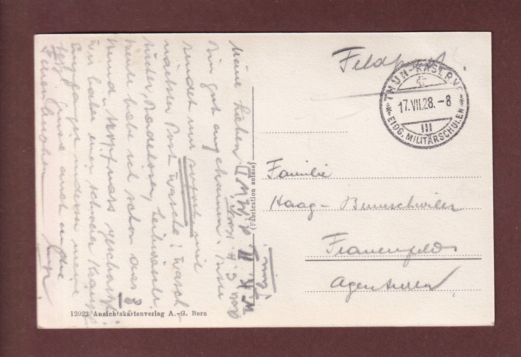 Cartoline postali: THUN und die Alpen - 1928 – Usato da Pully venduto da nicecards 1