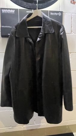 Schwarzer Ledermantel Offset Gr. 50 Übergangsjacke Herbst