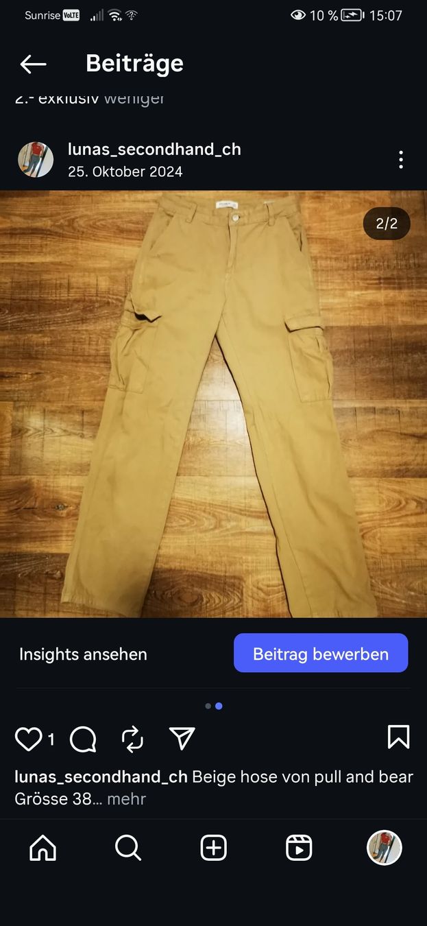 Pull&Bear Pantaloni: Pull&Bear Cargo Hose Beige Gr.38 Herbst Trend Top – Nuovo (secondo la descrizione) da Balsthal venduto da Leila_Luna