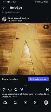 Pull&Bear Cargo Hose Beige Gr.38 Herbst Trend Top