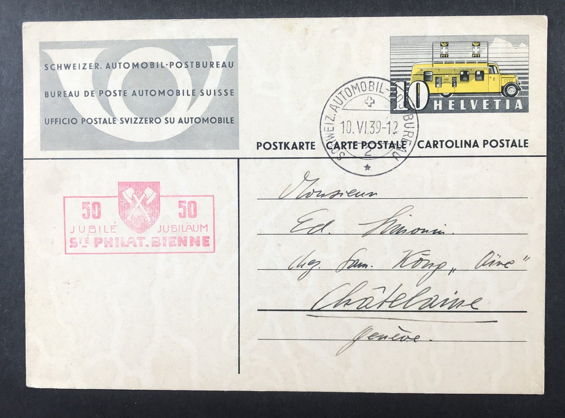 Tutti i francobolli: POSTKARTE SCHWEIZER.AUTOMOBIL-POSTBUREAU – Usato da Ostermundigen venduto da Kari1937