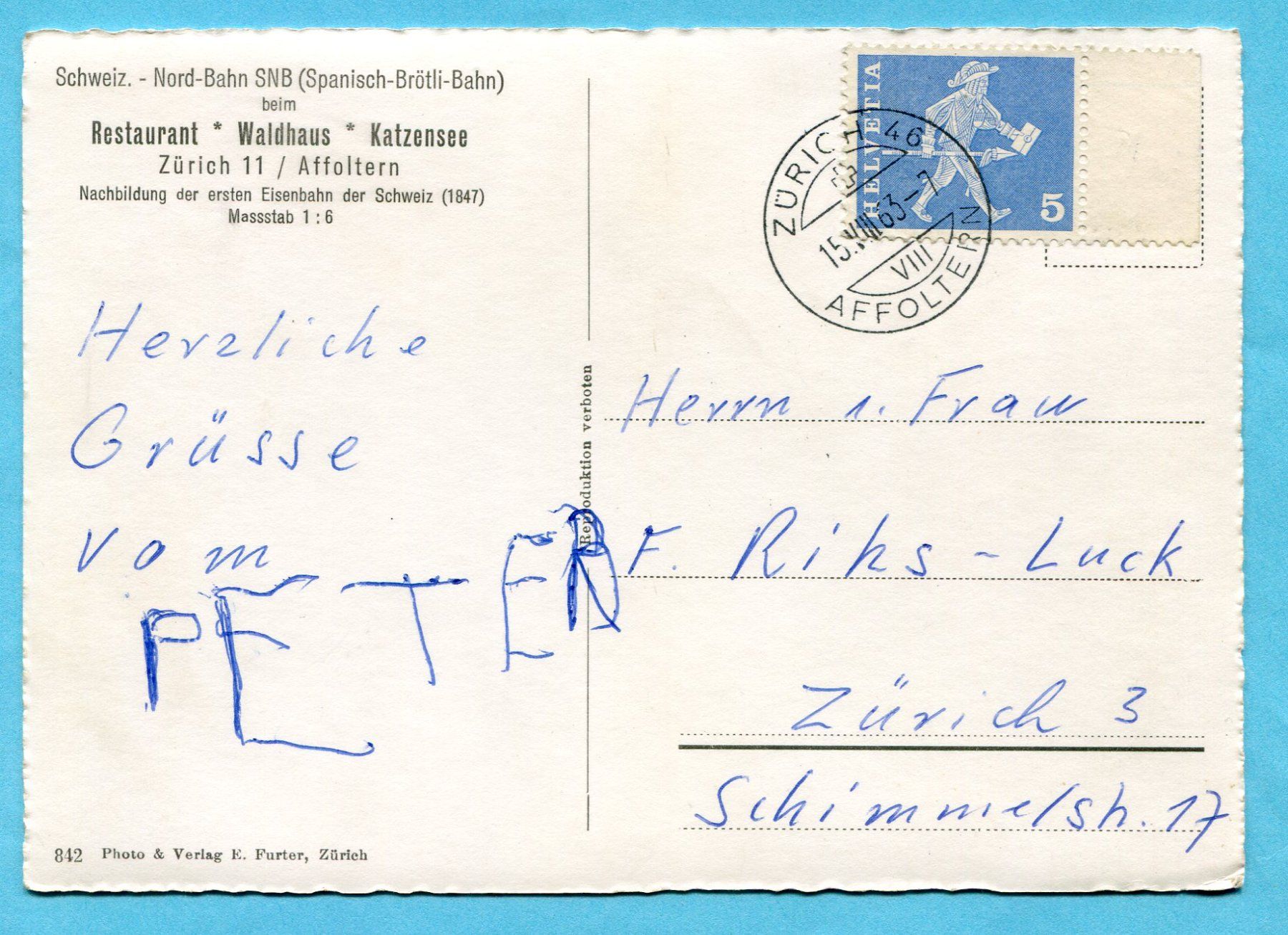 Zürich Affoltern 1963 - Spanisch-Brötli-Bahn beim Katzensee (Gebraucht ...