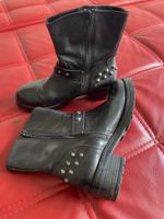 Schwarze Lederboots mit Nieten, Grösse 37 - Top Zustand!