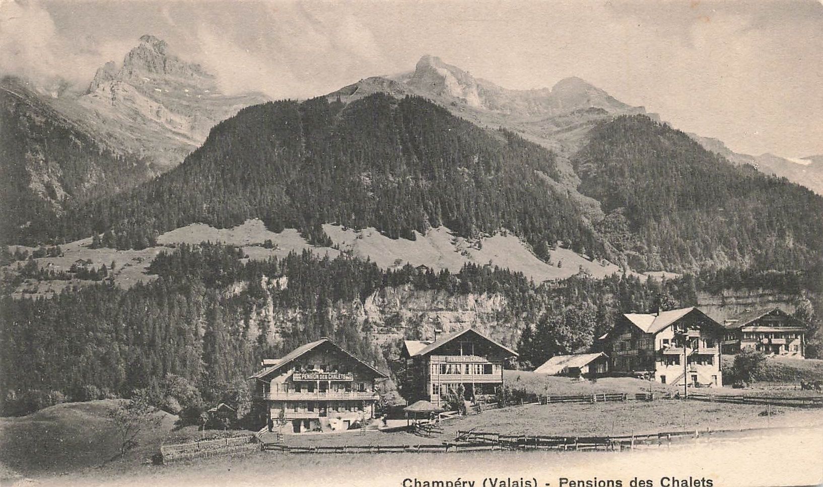 Cartoline postali: Champéry VS Pension des Chalets Panorama – Usato da Biasca venduto da Blenio71
