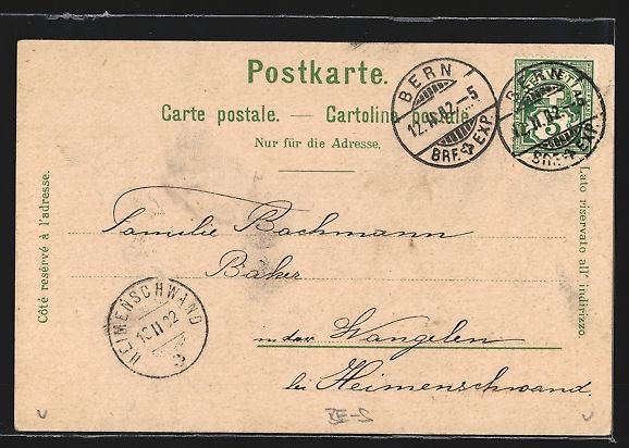 Cartoline postali: Lithographie Bern, Kirche mit Brunnen – Usato da Berlin venduto da bartko-reher 1