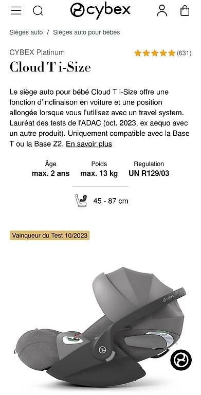 Cybex Seggiolini per auto: Siège auto Cloud T i-size sans Base isofix – Usato da Le Mont-sur-Lausanne venduto da EmersonT 1