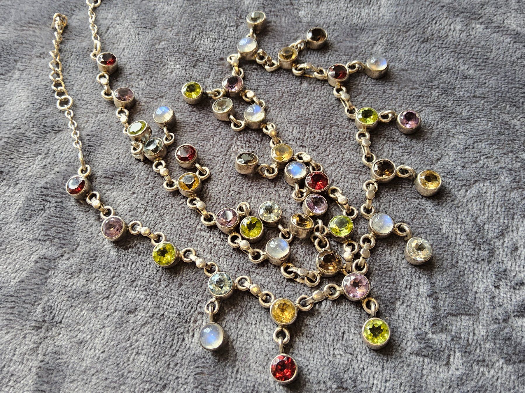 Catenine: Sterling Silber Edelstein Halskette Collier, Wunderschön – Usato da Zürich venduto da sanwit