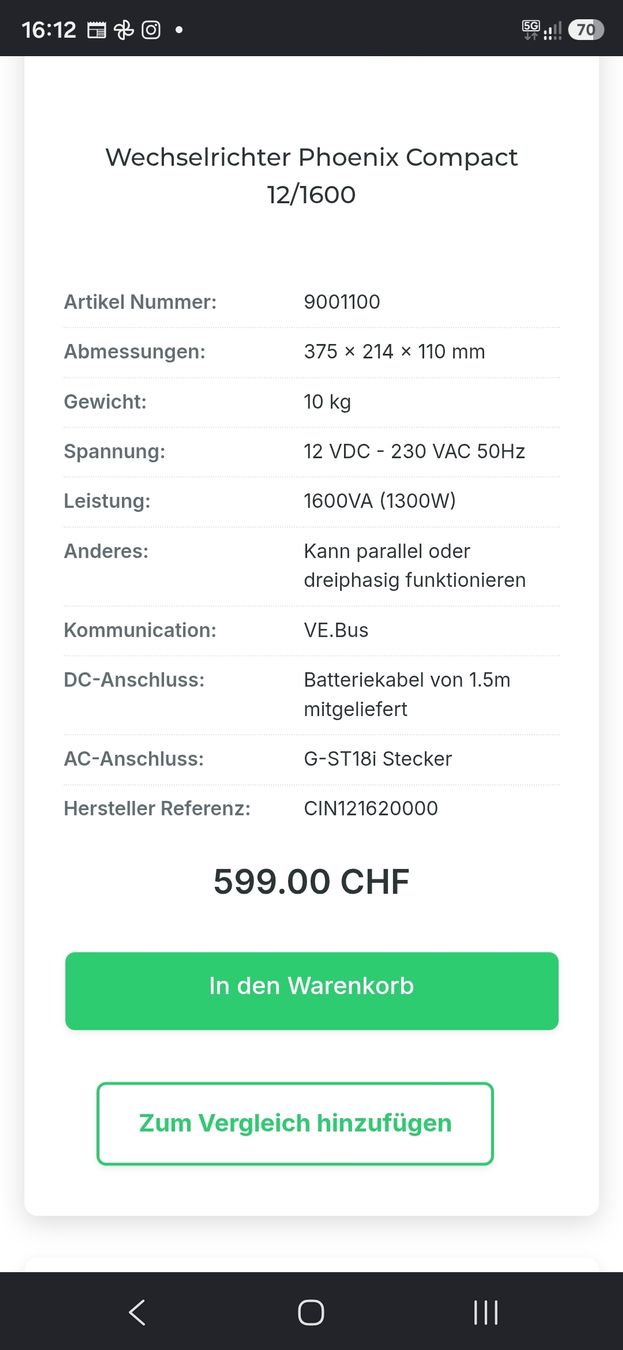 Victron Wechselrichter: Wechselrichter Victron Phoenix Compact 12/1600 – Gebraucht aus Koppigen von Laki1 4