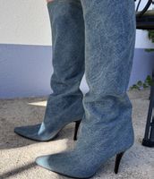 Bottes hautes Walter Steiger en denim bleu, taille 37.5