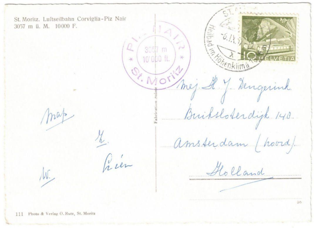 Cartoline postali: St. Moritz - Luftseilbahn Corviglia--Piz Nair – Usato da Binningen venduto da Mountainrider 1