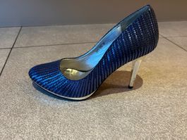 High Heels ZONE blau paillettes Gr. 37