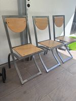 3 Stühle Metall Holz Design modern guter Zustand
