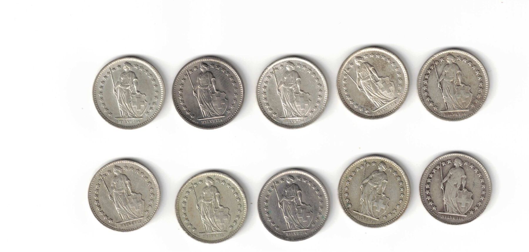 Alle Münzen: 10 x 50 Rappen Silber – Gebraucht aus Bottmingen von Golferin 1