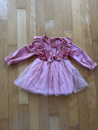 Mädchen Festkleid aus Samt mit Tüllrock – 9–12 Monate