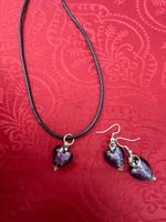 Halskette mit Ohrringe violett