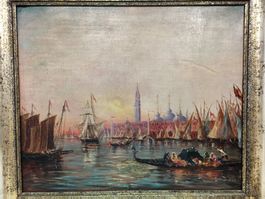"Blick auf Venedig vom Meer aus" sig. L.Catel