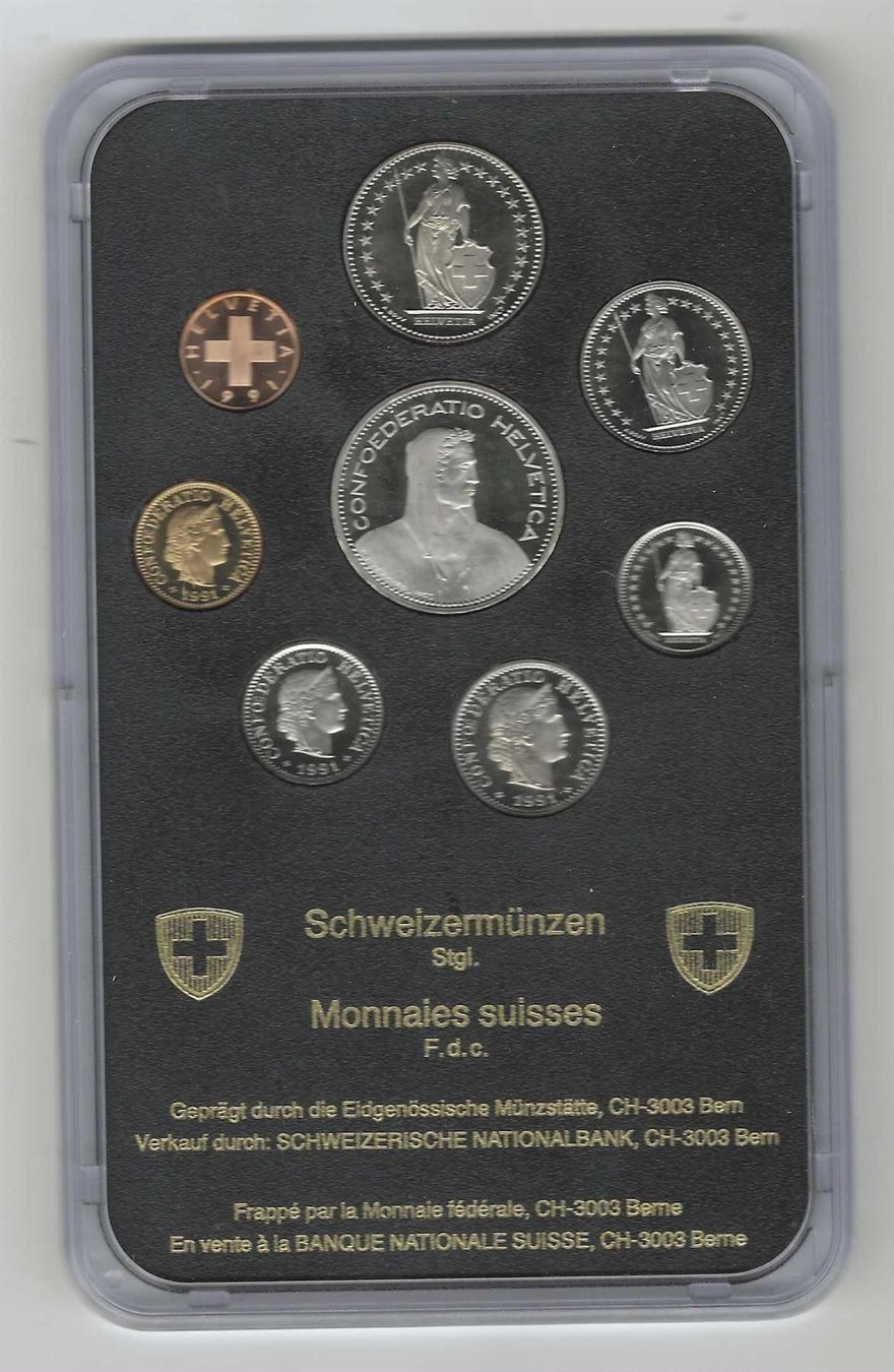 Tutti le monete: rar CH Münz-Satz 1991 stgl vertiefte Randschrift – Nuovo (secondo la descrizione) da Zürich venduto da Hagliweg 1