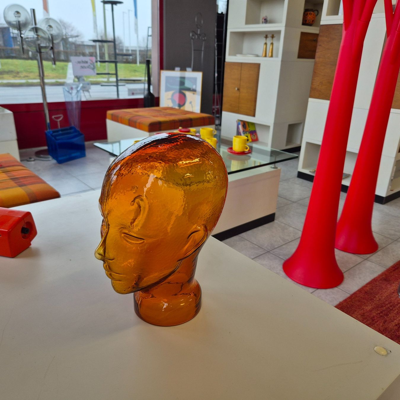 Sculture & Statue: Glaskopf Hutständer Kopf aus Glas orange – Usato da Nottwil venduto da Wondewa-Shop 9
