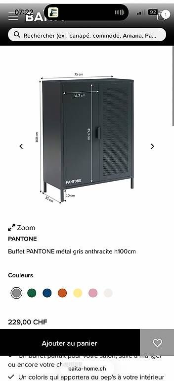 Cassettiere: Buffet Haut PANTONE Métal Gris Anthracite – Nuovo e nell'imballaggio originale da Bernex venduto da Pauline.sch 1
