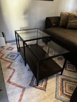 Couchtisch Metall mit Glasplatte schwarz guter Zustand
