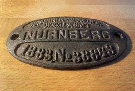Fabrikschild: Maschinenbau-AG. Nürnberg 1888. Selten