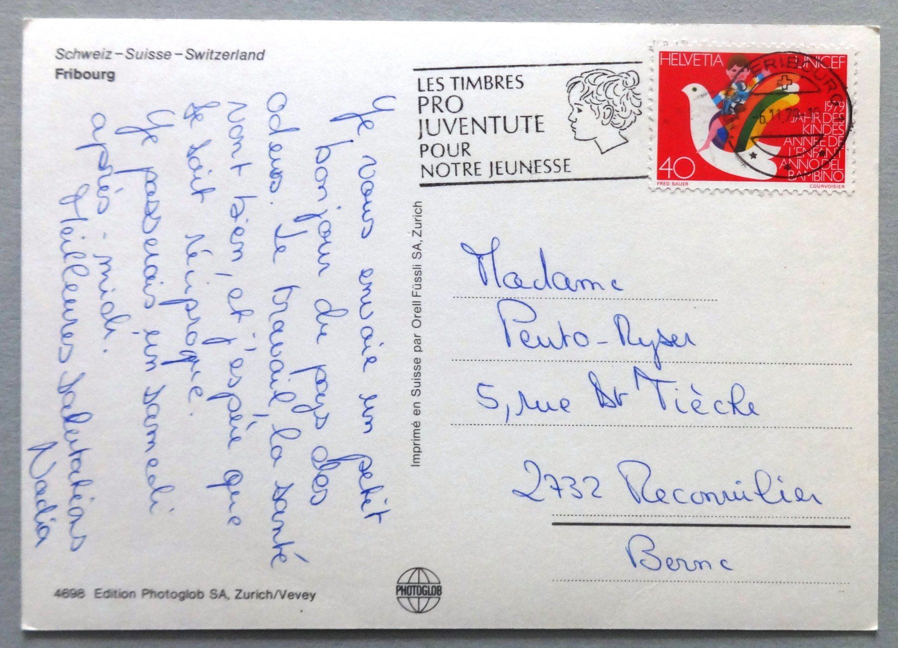 Cartoline postali: Fribourg – Usato da Fétigny venduto da Billy2miny 1