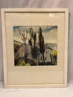 Feines Aquarellbild von Deumler, Blick auf Hauslandschaft, 1