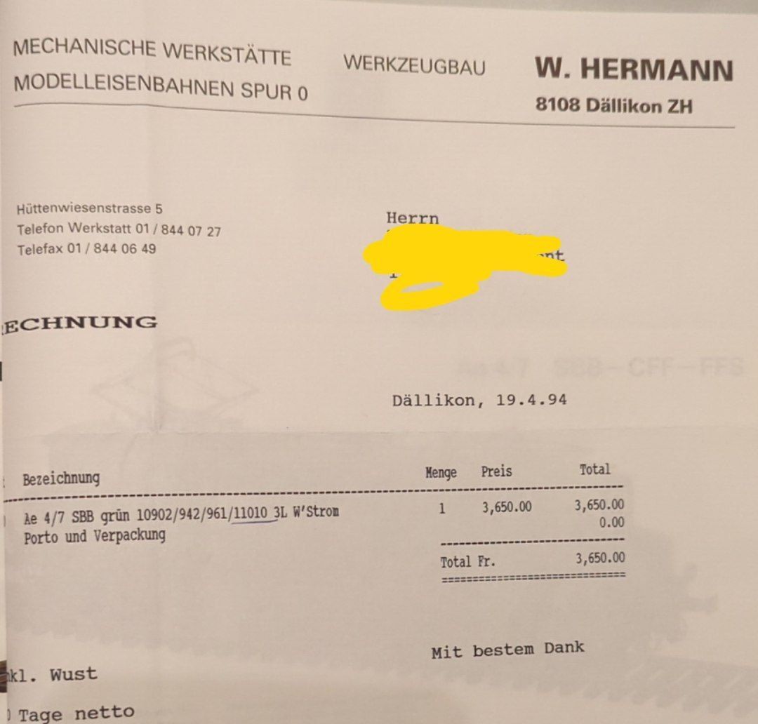 Hermann Modellini di ferrovie: Ae 4/7 grün Hermann Spür 0 – Usato da Le Locle venduto da wchs 4
