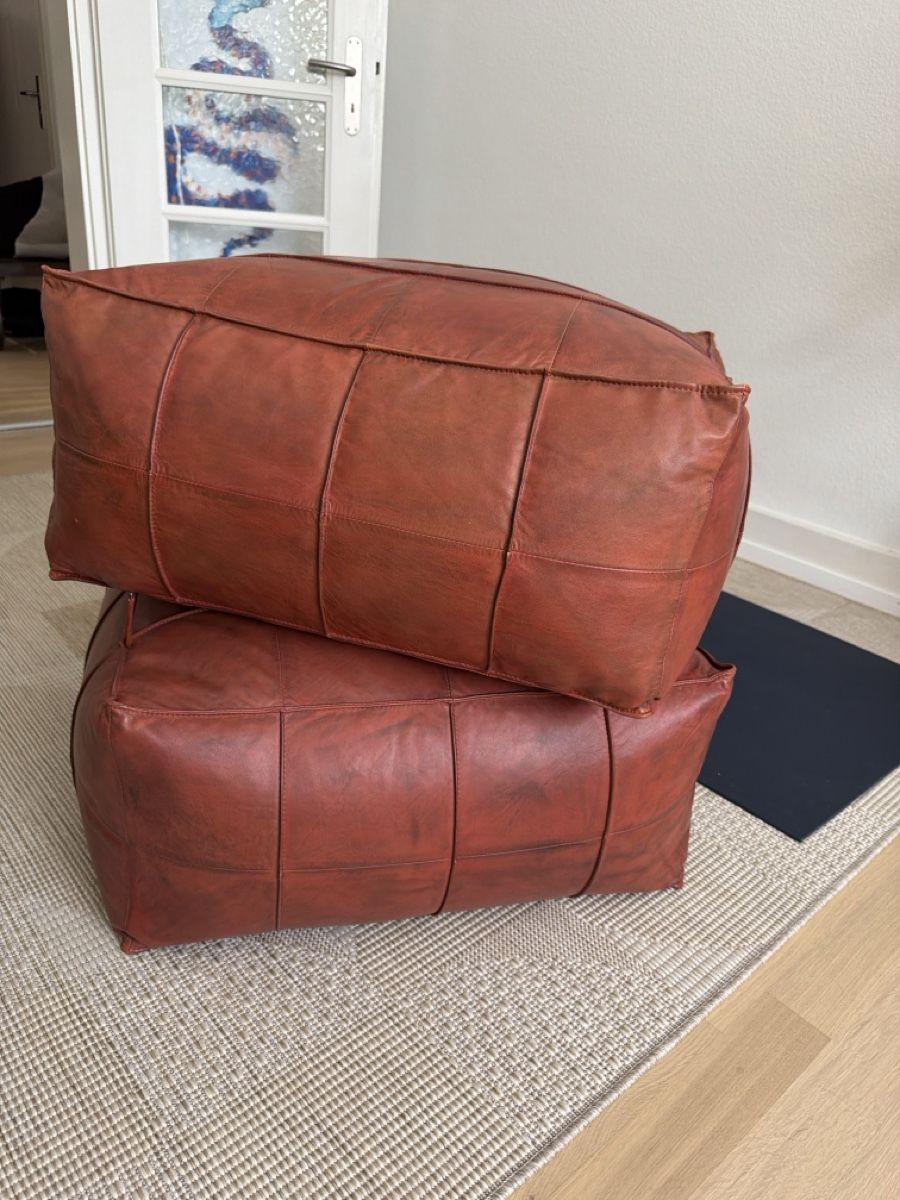 Hocker: Luxurious quality leather red poufs – Neu (gemäss Beschreibung) aus Zürich von yer_mfk9 2