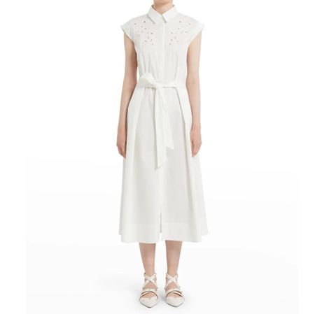 Marella Kleid BOSSO lang ohne Arm Lochspitze weiss Gr 40