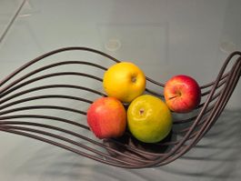 Metall Anthrazit Farbig Früchteschale.