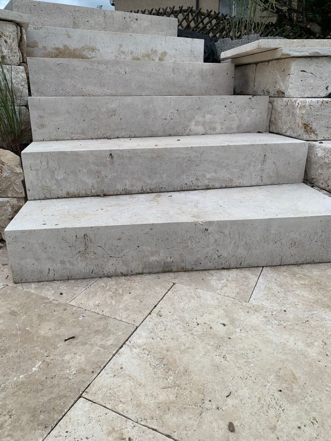 Rivestimenti per pavimenti: Gartenplatten Naturstein TRAVERTIN HELL antik getrommelt 3cm – Nuovo (secondo la descrizione) da Thalwil venduto da Qualitaetdesign 6