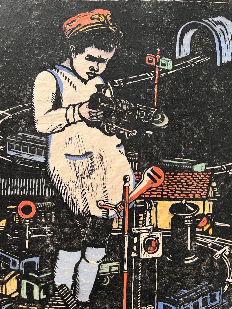 Xilografie: E. Thomann Original Holzschnitt Eisenbahn Eisenbahner – Usato da Adliswil venduto da bilderboerse-zuerich 4