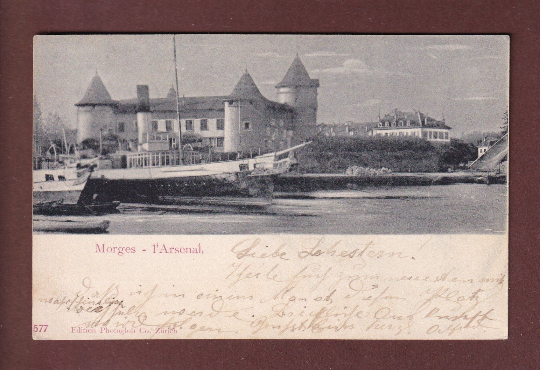 Cartoline postali: MORGES - Arsenal - Bateau - 1900 – Usato da Pully venduto da nicecards